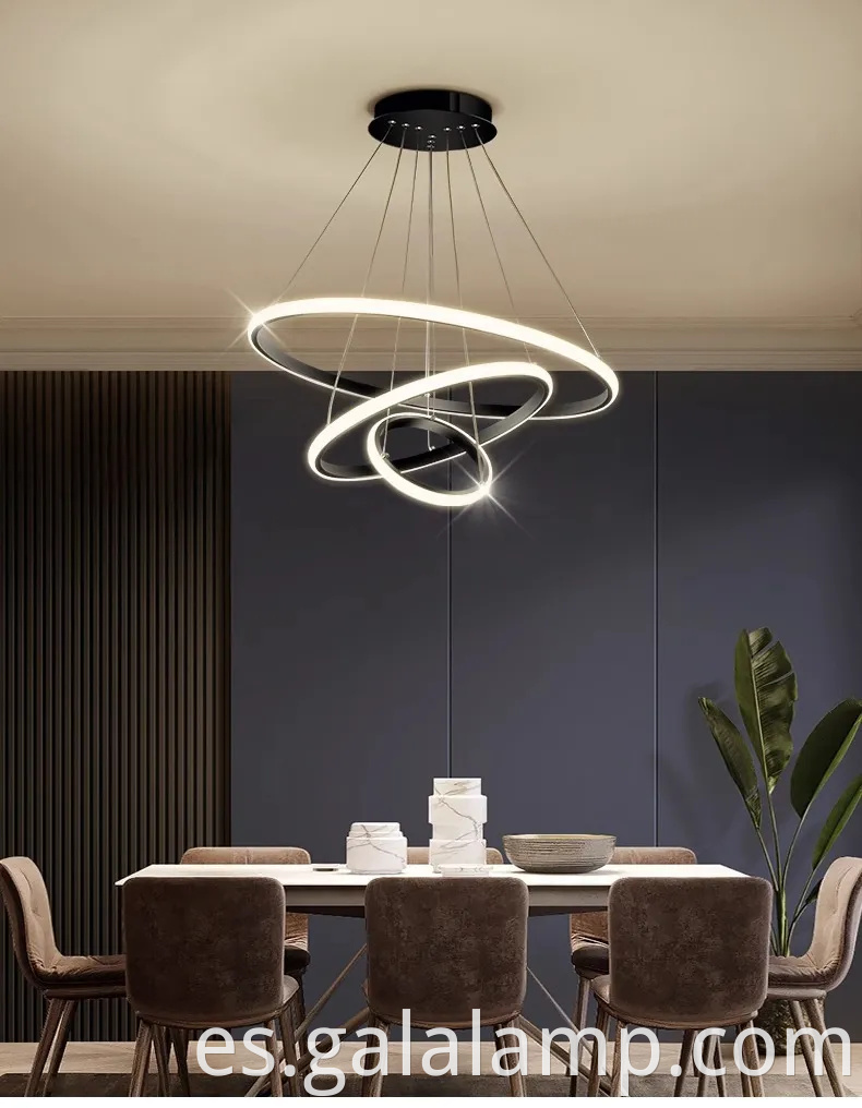 Luz colgante de anillo de círculo decorativo de lujo para sala de estar moderna